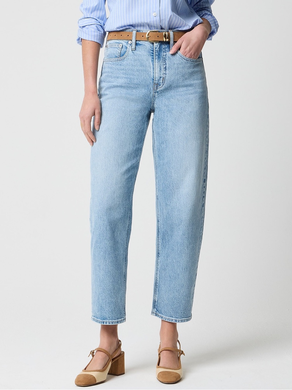 J Crew Short Slim Barrel Jeans Light Blue Size 27